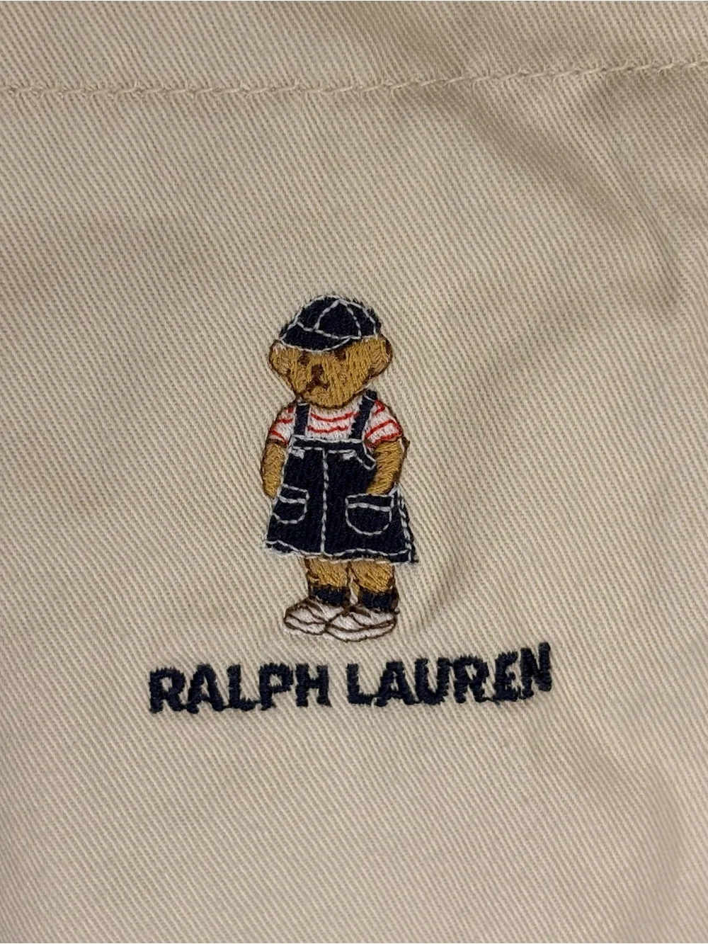 Ralph Lauren Vintage Cream Dress, Embroidered Bear, Buttons On Side Size 6-12M